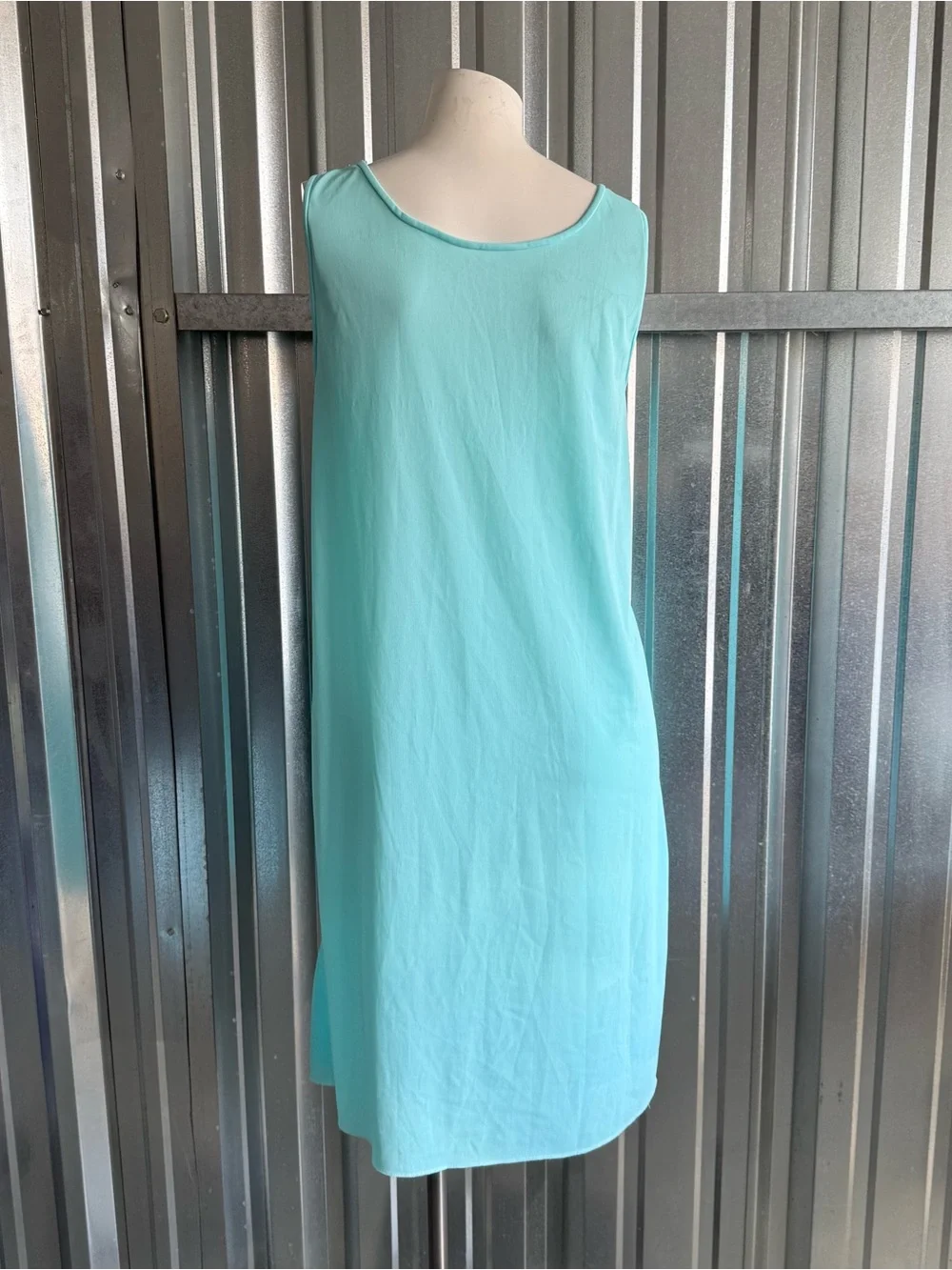 Vintage Aqua Embroidered Nightgown Maxi Dress Cottagecore Sleepwear - Picture 3 of 5